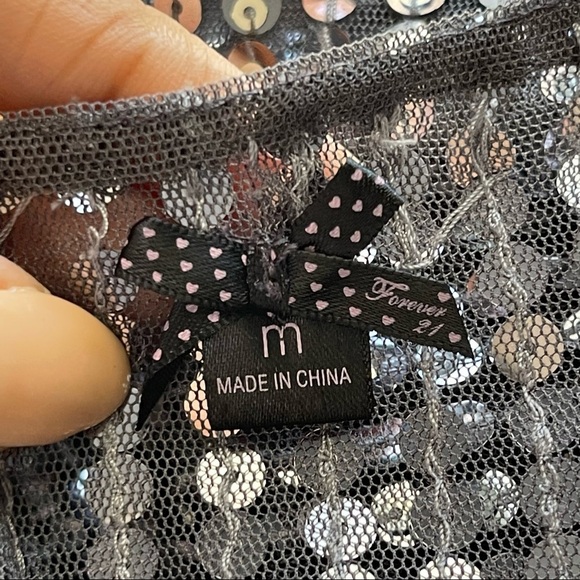 FOREVER 21 | Sheer Silver Sequins Blouse Sz M - Picture 5 of 7